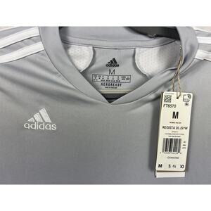 Adidas Soccer Jersey Women's Medium Gray White AEROREADY Shirt Regista 20 Stripe